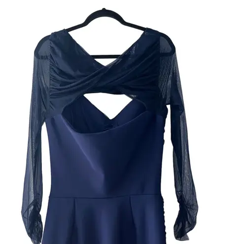 Chiara Boni NEW NWT La Petite Robe Leitha Mesh Cutout Midi Dress Navy Blue Notte