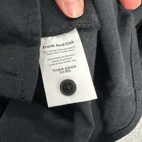 Frank And Oak shift dress womens XXS black oversized hidden button lagenlook art