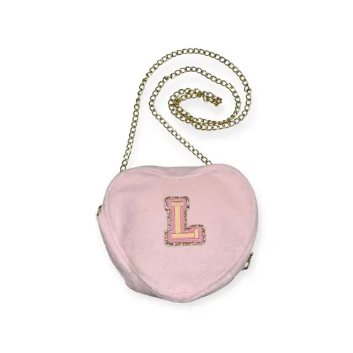 Stoney Clover Lane SCL x Target ☻︎ Terry Heart Crossbody Bag ☻︎ Smiley L Initial Patches ☻︎ Pink ☻︎