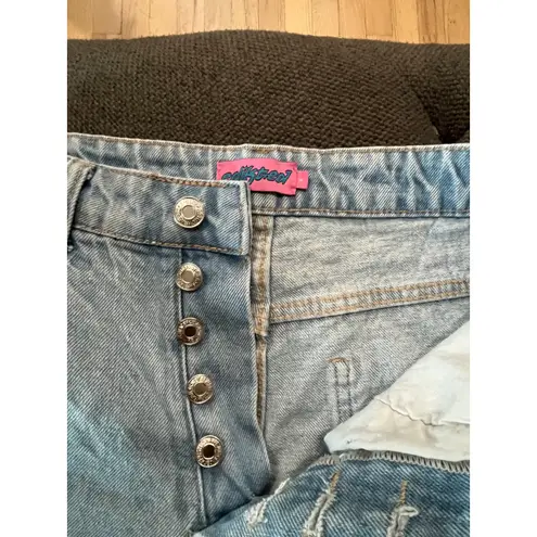 Edikted Distressed Denim Shorts Light Wash Ripped Button Fly size S