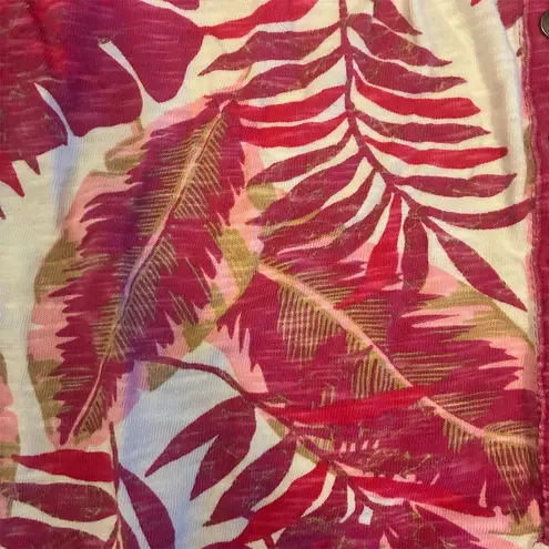 Woman Within Pink Floral Short Sleeve Top Size L Casual Spring