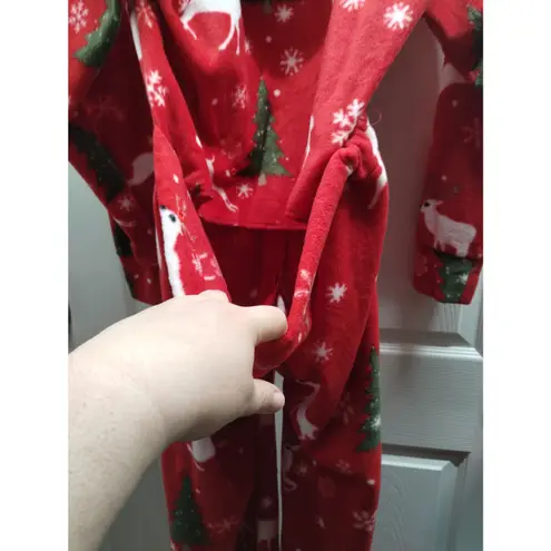 XmasComing NEW Unisex Size Small Red Fleece One Piece Hooded Reindeer Pajamas