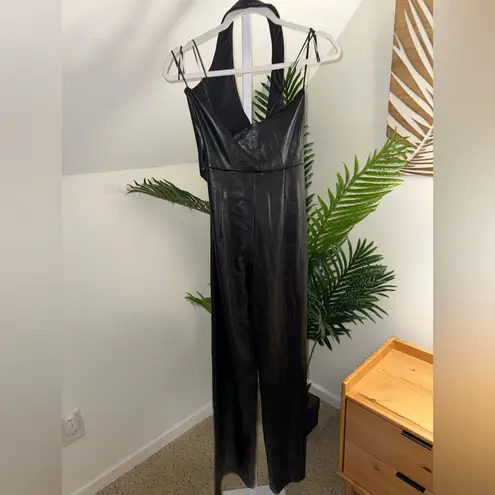 Amanda Uprichard  X Revolve Isadore Faux Leather Jumpsuit‎ in Black size small - Image 6