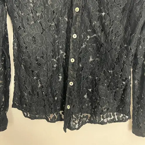 BCBGMAXAZRIA  Lace Black Button Down Top Size Medium