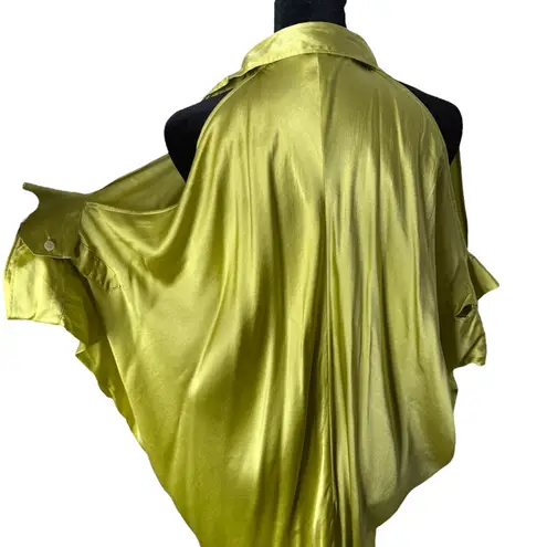 Sara Roka Silk Shirt Dress Size M Green Statement Piece Maximalist Resort Wear Size M