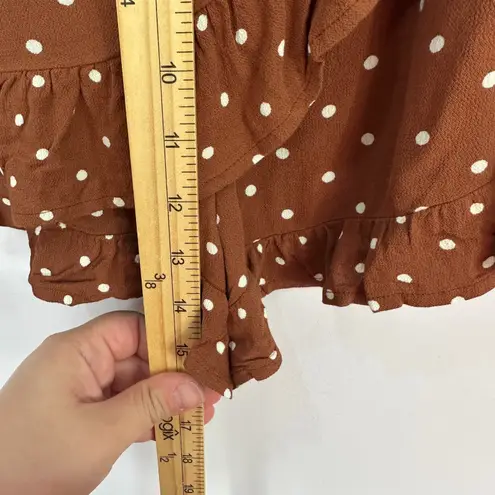 American Eagle  Womens XS Brown Polka Dot Wrap Ruffle Hem Shorts Boho Cottagecore