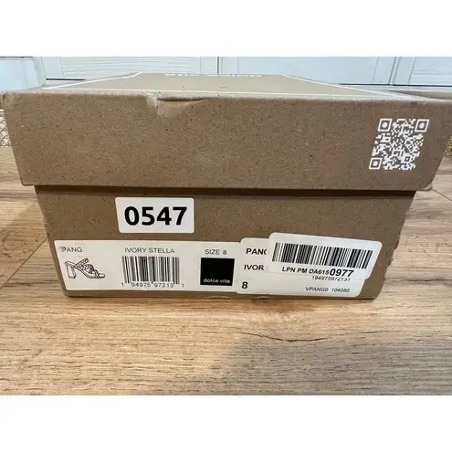 Dolce Vita Pang Heeled Sandals Ivory Stella Size 8 NIB Braided Slip On Strappy White