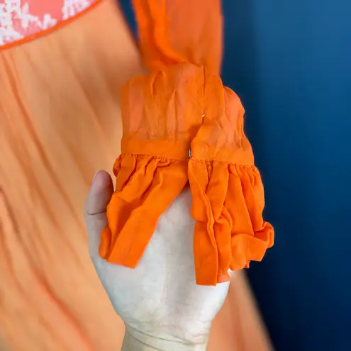 Vintage 60s/70s Orange Creamsicle Lace Maxi Dress