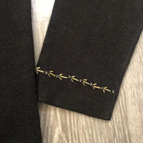 VTG 80's Studio Joy Women's Black Cardigan Beaded Jewel Trim Gold Buttons Size S