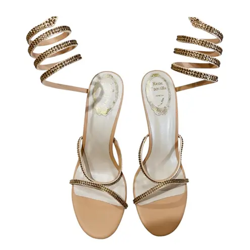 RENE CAOVILLA pink Cleo thin heeled sandals NEW Silver Size 9