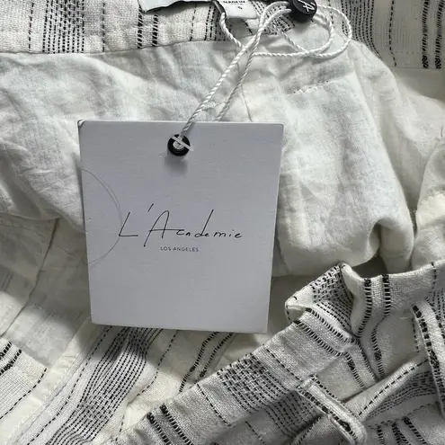 L’Academie The Lark High Waist Tie Short in White Stripe Size US Small