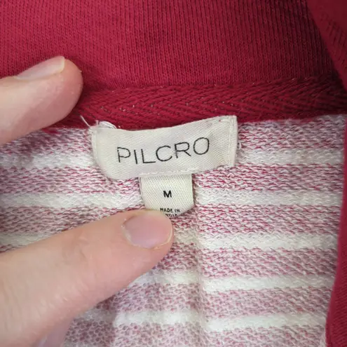 Pilcro Collared Half Zip Red Striped Cropped Quarter Pullover Sweatshirt Medium - Image 6