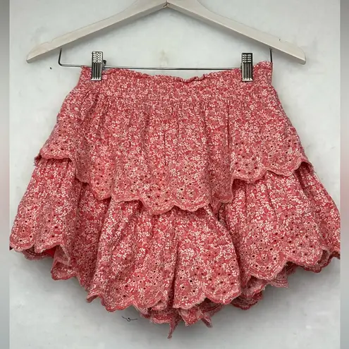 American Eagle  Pink Tiered  Floral Skort/Skirt Sz SX Elastic Waist