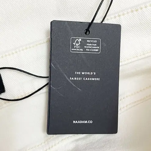 NWT NAADAM Soft Denim Wide Leg Jeans Size 14 Milk White High Rise Stretch Twill