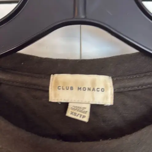 Club Monaco greenâtextured sweater genuine leather elbow sleeves xs