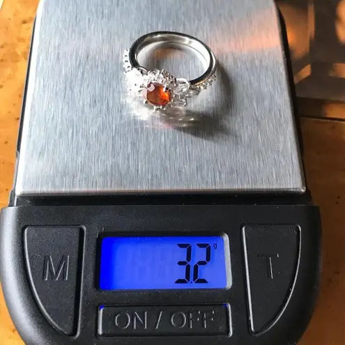 Natural Hessonite Garnet Sterling Silver Ring Red Size 6