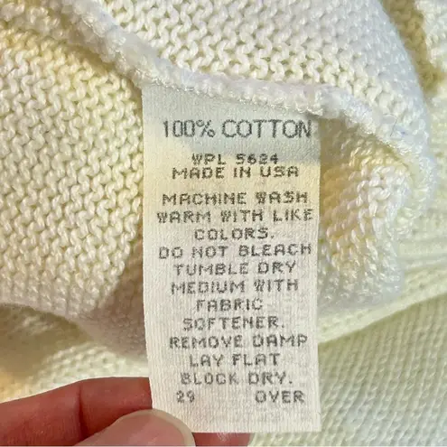 Vintage Chelsea Gardens Knit Embroidered Floral Summer Sweater Cream Size Large