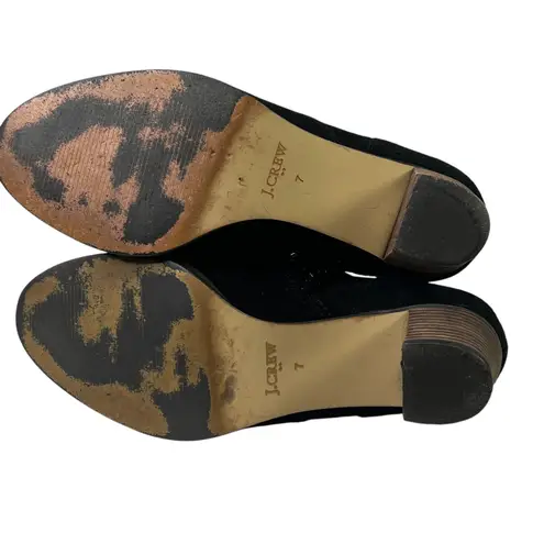 J. Crew Women’s Quinn Black Suede Ankle Boots Size 7 Block Heel Side Zip Booties