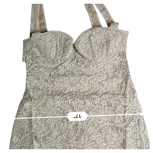 Rumored Loverboy Mini Dress Cream Lace MEDIUM Lacy Feminine Open Back Croquette