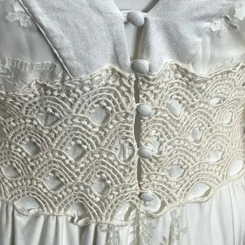 Farm Rio Solana Cutout Cold Shoulder Ivory Midi Dress Boho Anthropologie Size S