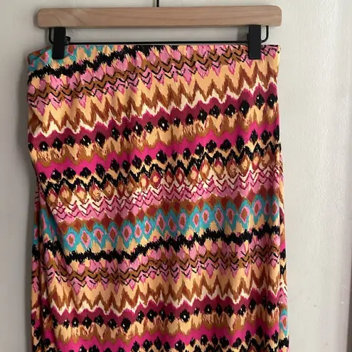 BODEN Side Split Jersey Midi Skirt Multi Textured Ikat Pink Size 8