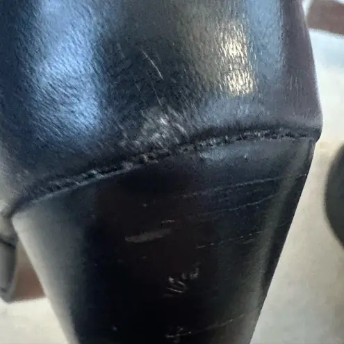 Capezio Black Leather Cowboy Boots Bows Pull-On Foldover Size 8.5