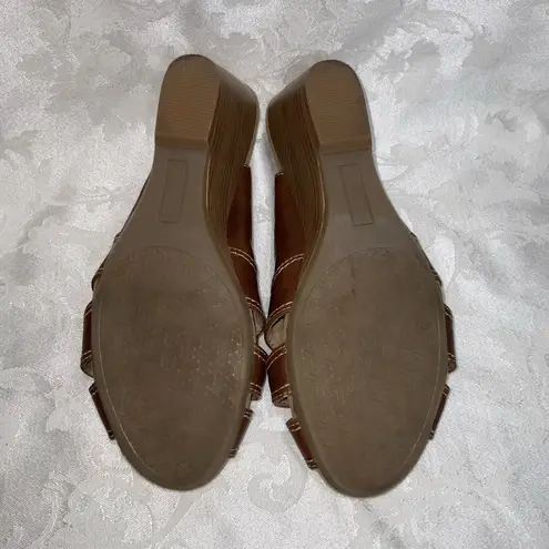 Mountain Sole Women’s Brown 3” Wedge Strappy Sling Back Open Toe Sandals 9.5