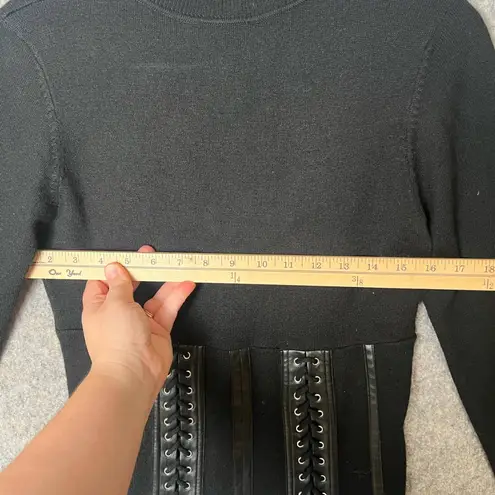 Cabo Woman Size‎ Small Black turtleneck faux leather corset around waist sweater