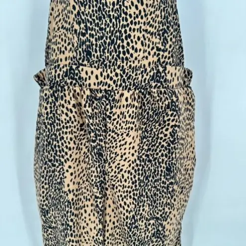 BloomChic Women's Leopard Print Sleeveless Wide Leg Jumpsuit Black Tan Size 12