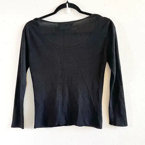 Carlisle Top Black Long Sleeve Scoop Blouse Sz P EUC Vintage XS/S Vintage