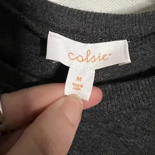 Colsie Dark Grey Cropped Lounge Pullover Long Sleeve Sweater Medium Gray