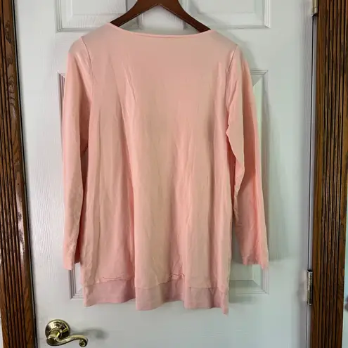 Pure Jill Everyday Relaxed Fit Long Sleeve Pockets Comfy Casual Top Peach M Pima Pink Size M