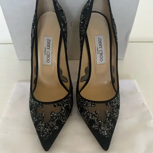 Jimmy Choo Karmel Crystal Rock Embellished Mesh Suede Pumps 120mm sz 40 / 9