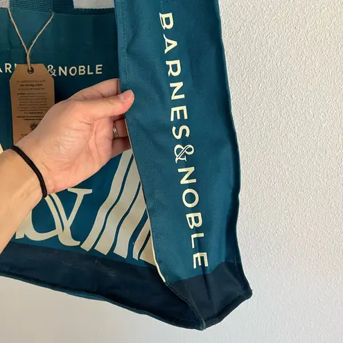 Barnes & Noble Canvas Tote Bag Teal 14" Shopper Book Bag Durable Reusable NEW Blue