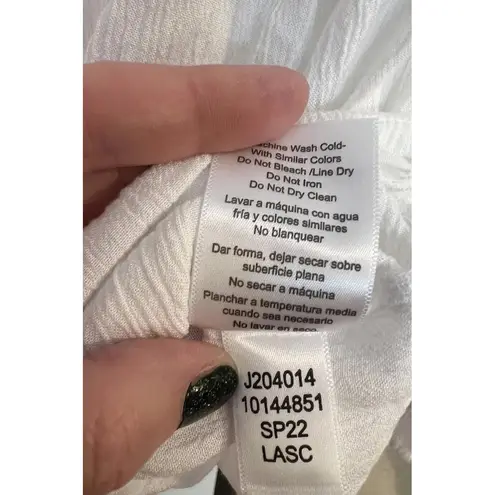 Lascana for Venus White Peasant Blouse Size M Eyelet Lace Tassel Boho Top Size M