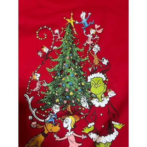 Intricate pattterned Grinch Christmas Sweatshirt Merry Whatever Holiday Red S