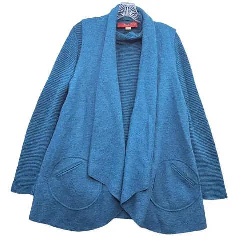 Beyond Threads Women's Teal Blue Alpaca Wool Top And Open Front Vest Boho Set M Size M - Image 1