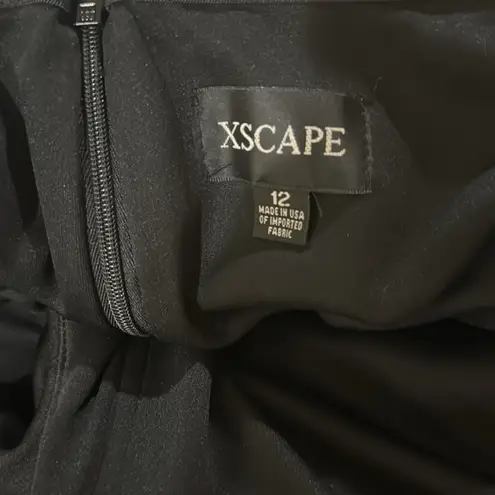 XScape Off-the-Shoulder Ruffle Neck Short Sleeve Stretch Scuba Crepe Dress