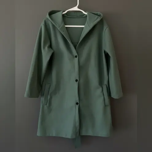 Women’s Hooded Coat M Sage Green Cotton Spandex Snaps Distinctive Details New Size M