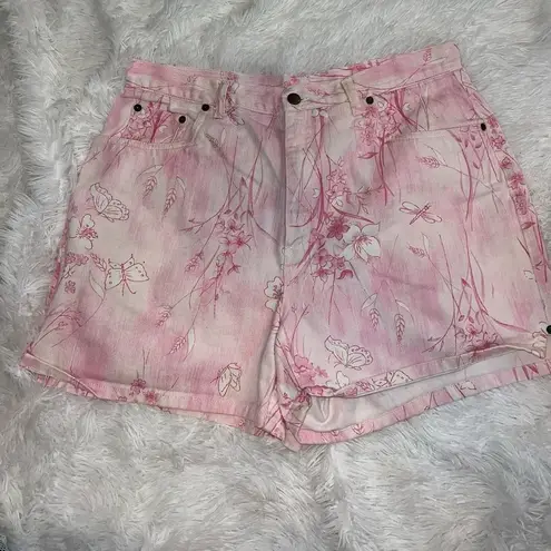 Bill Blass  Vintage Floral Butterfly Print Pink 90’s Mom Short size 14 Y2K