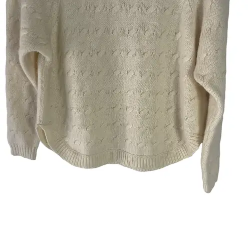 Wallace Women's Size Medium Cream Mohair Wool Cable Knit Sweater