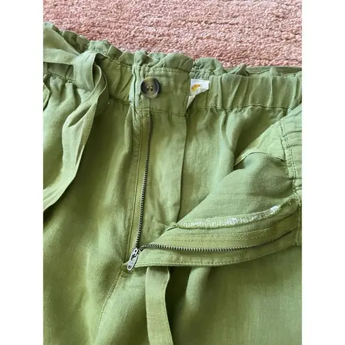 C&C California Green Linen Pants Women’s M Medium Tie Waist High Rise Pants