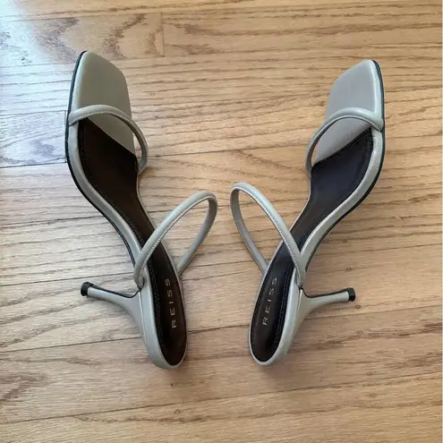 Reiss Magda Leather Nude Sandal Heel Square toe, 2" heel S50