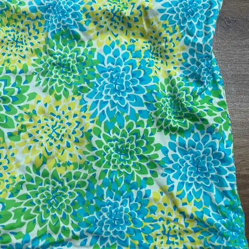 L.L.Bean  Womens Blue Green Yellow Floral Tankini Swim Top Size 4 UPF 50+