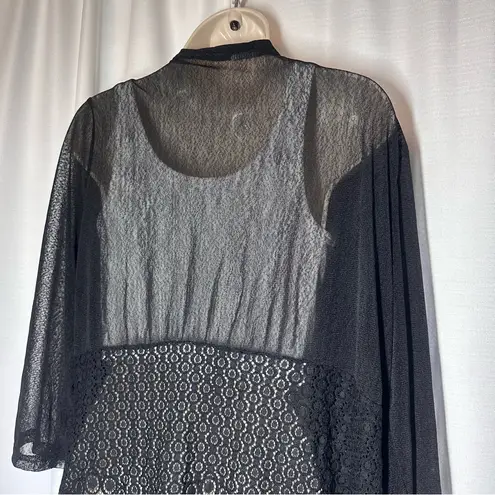 Kimono Cardigan Lace Cover Up One Size Black Mesh Boho 3/4 Sleeve Whimsigoth
