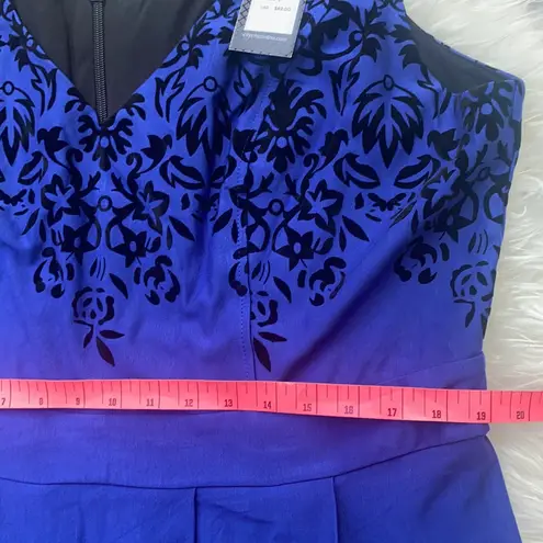 City Chic Woman's L/20 Blue V Neck Fit and Flare Knee Length Dress Velve…