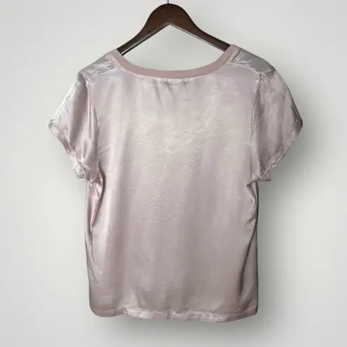 Pj Harlow Gianna Satin V-Neck Tee Blush Pink Size XS Lounge Pajama Top