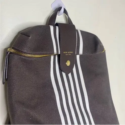 Henri Bendel Signature Brown White Striped Canvas Convertible Backpack y2k vibes