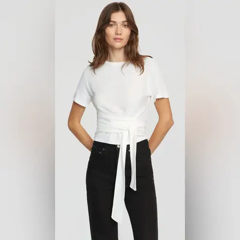 Modern Citizen - Jude Cropped Tie-Front Top in White - Small