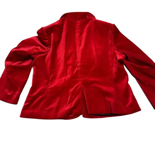 Briggs New York Vintage Women's 2XL Red Velvet Blazer 3/4 Sleeve Formal